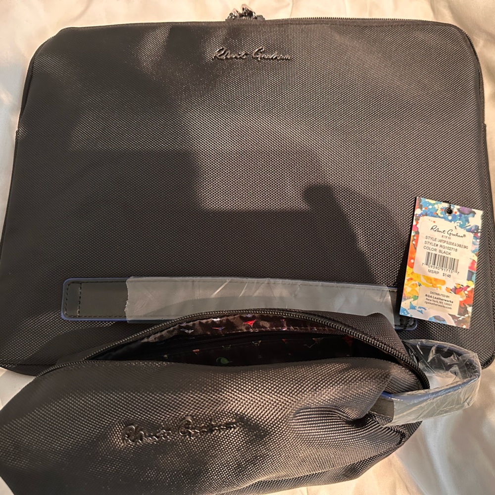Brand new gorgeous ROBERT GRAHAM Laptop sleeve & cable Bag